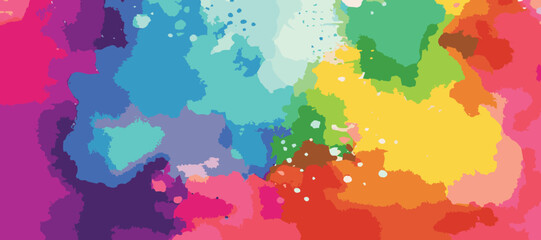 Realistic multicolored watercolor panoramic texture on a white background - Vector