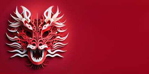 Paper cut Chinese dragon shape, Chinese new year, copy space.