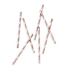 Several straws mixed up with stripes