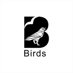 Letter B vector logo design with bird illustration.