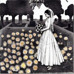 Ominous Sunflower Gothic Illustrations Art