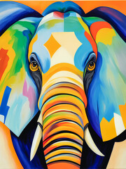 The majestic elephant is portrayed in a stylized, abstract manner, making for a unique and striking image. Generative AI