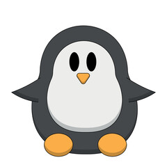 Cute cartoon Penguin. Draw illustration in color