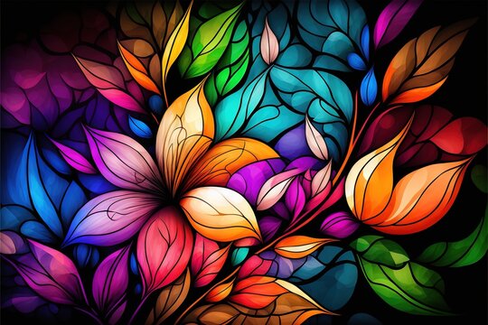  a colorful flower with lots of leaves on it's petals and leaves on the petals are multicolored and the petals are multicolored, and the petals are multi - colored. generative ai generative ai