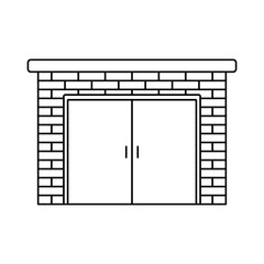 Garage icon. Black contour linear silhouette. Front view. Editable strokes. Vector simple flat graphic illustration. Isolated object on a white background. Isolate.