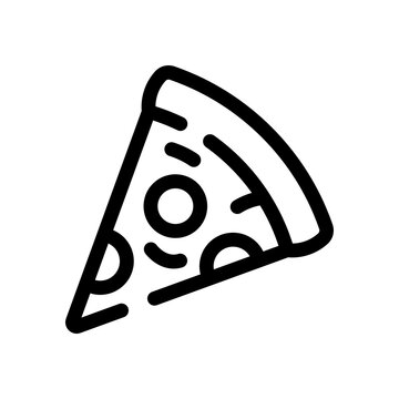 recommend clip art: Slice of pizza icon. Black contour linear silhouette. Top view in front. Editable strokes. Vector simple flat graphic illustration. Isolated object on a white background. Isolate.