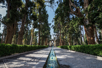 Water channel in Fin Garden - Bagh-e Fin old Persian garden in Kashan, Iran
