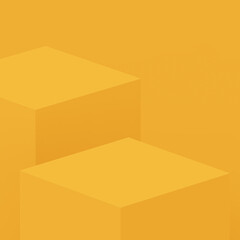 Abstract 3d yellow cube and box podium minimal scene studio background.