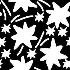 Stars seamless pattern for wrapping, digital paper, wallpaper, fabric print, textile design. Simple silhouette shape of shining star decorative element for kids, baby, children, sport.