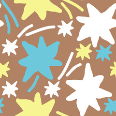 Stars seamless pattern for wrapping, digital paper, wallpaper, fabric print, textile design. Simple silhouette shape of shining star decorative element for kids, baby, children, sport.