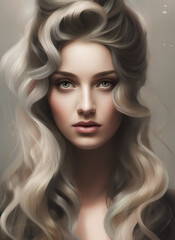 Fototapeta premium Digital portrait of a beautiful face. Illustration of a beautiful girl. Generative AI