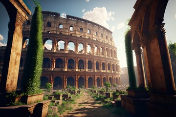 The Colosseum Rome beautiful landscape, digital painting, surrealism
 - obrazy, fototapety, plakaty