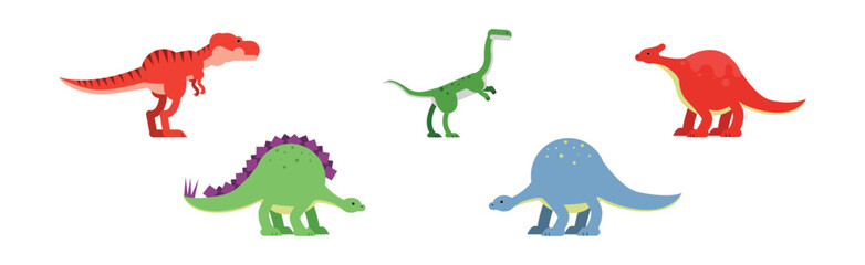 Dinosaur Animals as Jurassic Period Fauna Vector Set