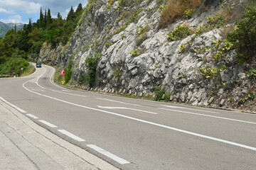 Road in Montenegro leading to the port of Perast. Montenegro