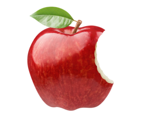 Bitten red apple cut out