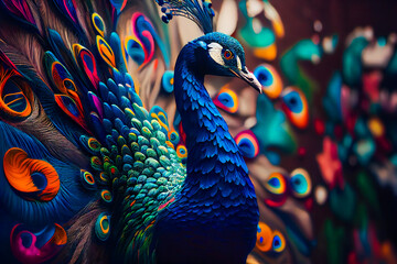  Beautiful peacock. Generative AI.