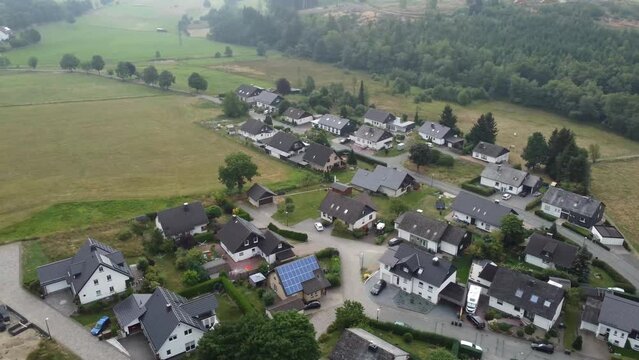 Aerial view of the small town Hildfeld in Winterberg, Germany.