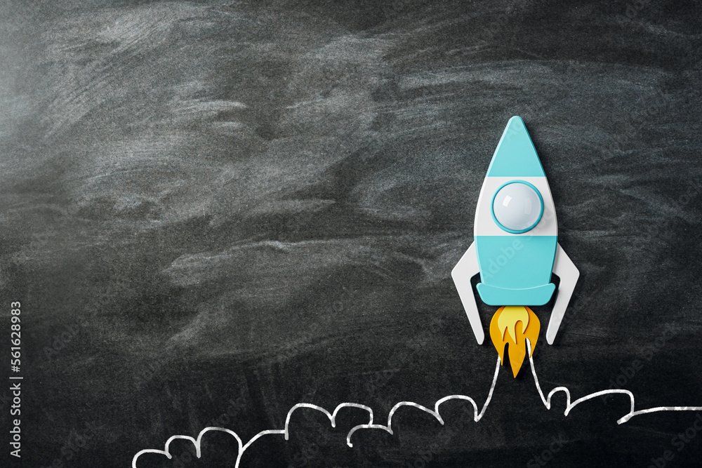 Poster front view on blank dark chalkboard background with space for advertising logo or poster and taking 