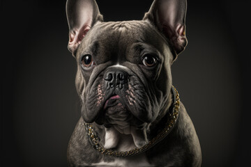 Portrait of beautiful French bulldog. 
Generative AI.