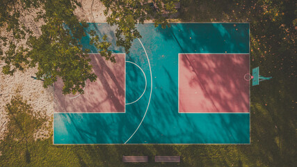 new basketball court shot from a drone