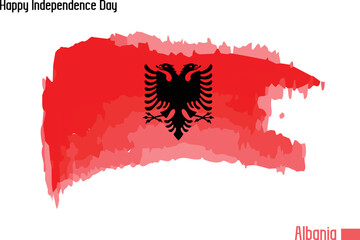 Flag of Albania Watercolor Grunge Brush Stroke Design 