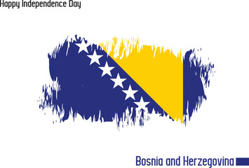 Bosnia and Herzegovina National Flag Artistic Grunge Brush Stroke