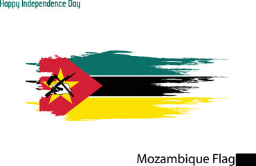 Mozambique National Flag Artistic Grunge Brush Stroke Concept Vector Design 