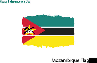 Mozambique National Flag Artistic Grunge Brush Stroke Concept Vector Design 