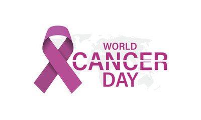 world cancer day campaign vector, purple color world cancer ribbon, world cancer day campaign theme