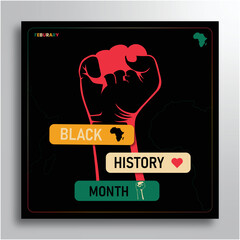 Flat Black History Month Square Instagram post vector illustration