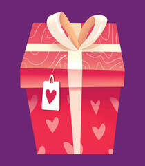 Valentines day love gift box vector illustration clipart