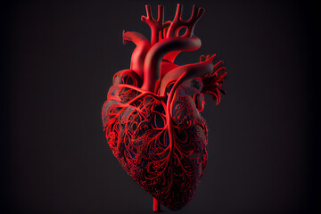 illustration Anatomy of Human Heart.  Generative AI.