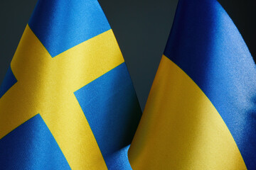 Flags of Ukraine and Sweden as symbols of cooperation.