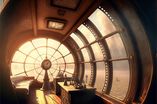 steampunk ship interior