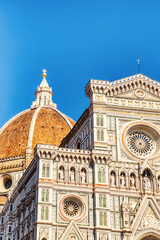Fototapeta na wymiar Cathedral of Santa Maria del Fiore with Duomo in Florence during Sunny Day