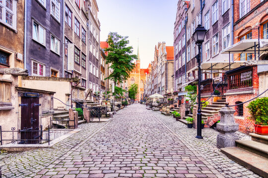 Famous Mariacka Street with Basilica of St. Mary in the Background, Gdansk, Poland
