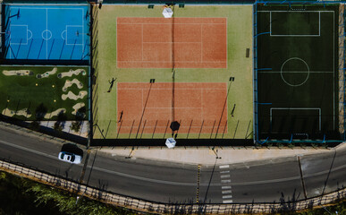 Sport court complex shot from a drone	