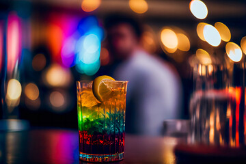 Fototapeta na wymiar cocktails drinks on the bar. Generative AI.