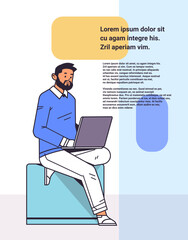 Naklejka na ściany i meble businessman working on laptop business man freelancer using notebook social media communication concept