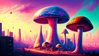 Giant mushrooms landscape