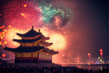 Chinese new year fireworks celebrations background