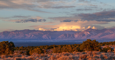 Taos Valley, New Mexico at sunset