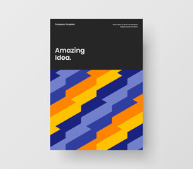 Minimalistic magazine cover design vector layout. Simple mosaic hexagons flyer illustration.