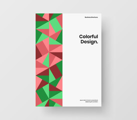 Vivid mosaic hexagons pamphlet concept. Fresh catalog cover vector design layout.