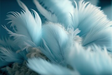 Bird feather soft focus background in blue shade