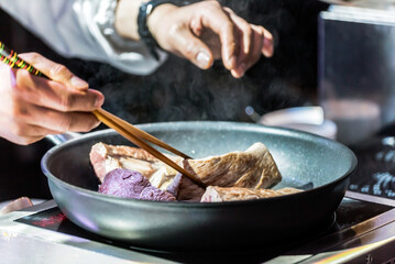chef at work in japanese restaurant