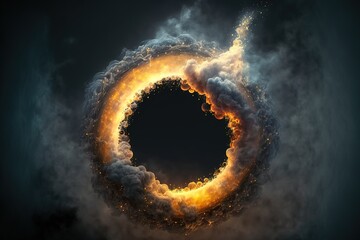 Fantasy portal effect. smoke moves in a circle. flying particles. AI - obrazy, fototapety, plakaty