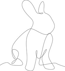Continuous one line, drawing of a rabbit for many expression in white and black design. Chinese new year, rabbit zodiac, year of rabbit. Simple line Chinese new year.
