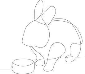 Continuous one line, drawing of a rabbit for many expression in white and black design. Chinese new year, rabbit zodiac, year of rabbit. Simple line Chinese new year.