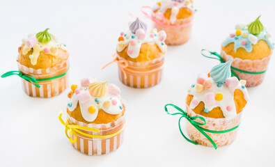Easter cupcakes on the white background